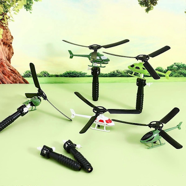 5 st DIY Dragsko Flygplan Modell Flygplan Helikopter Leksak Kreativ Rolig Helikopterleksak Pedagogisk Presentleksak för Barn (Blandad Färg Blandat Mönster)