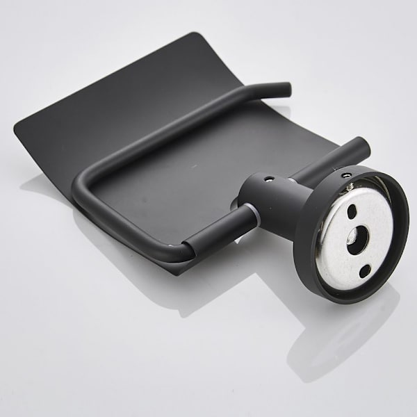 Toiletpapirholder med Rund Sort Base, Mat Sort, med Flap T