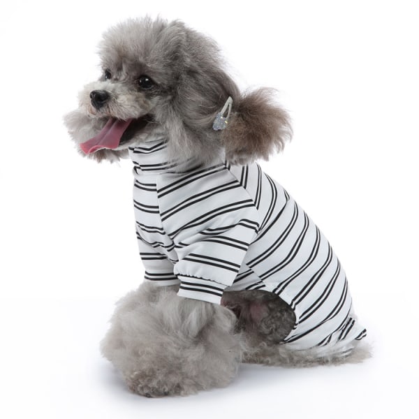 PET Sommer T-shirt (Hvid Stribet - S), 4-benet stribet hundetøj