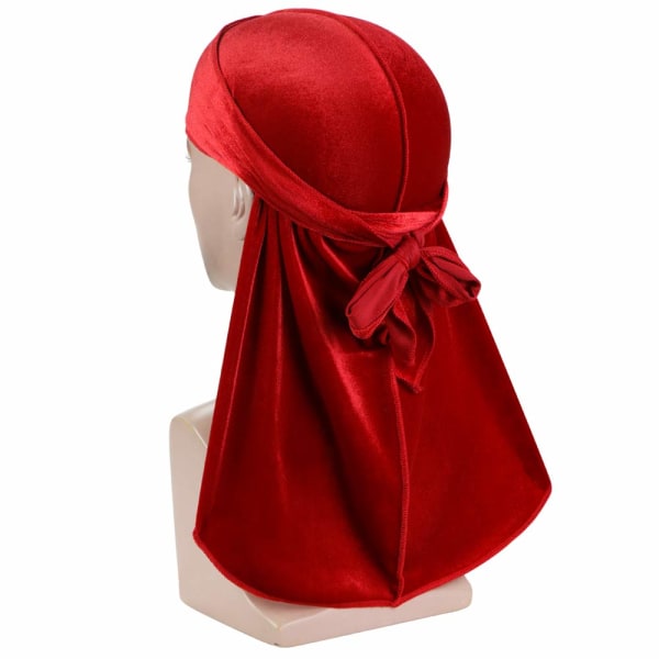 #(Rød) Fløjl Bandana med ekstra lang hale og brede stropper#