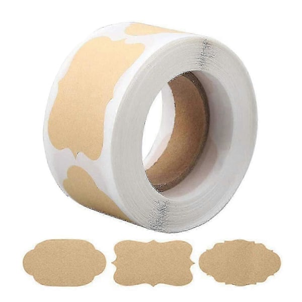 300 Gavemerkelapper, 3 x 5 cm Selvklebende Gaveklistremerker, Naturlige Kraft-merkelappklistremerker, Avtakbare Matetiketter