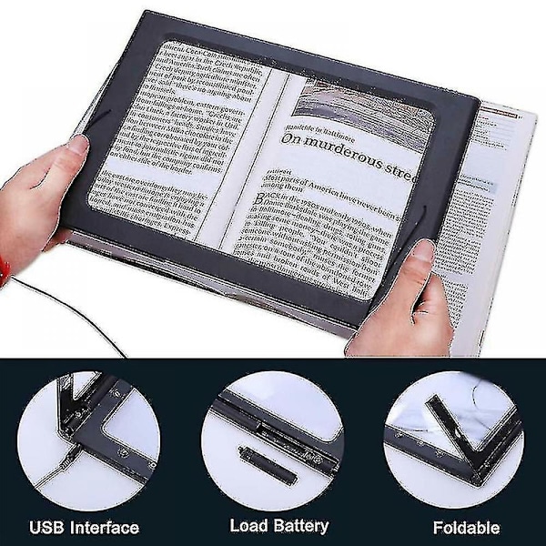 Suuri USB-suurennuslasi, handsfree-lukusuurennin LED-valolla