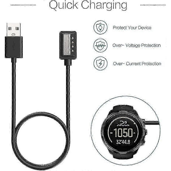 Latausjohto yhteensopiva Suunto 9, D5, Spartan Ultra Hr, Spartan Sport Wrist Hr, Eon Core - Magneettinen USB-latauskaapeli 100cm