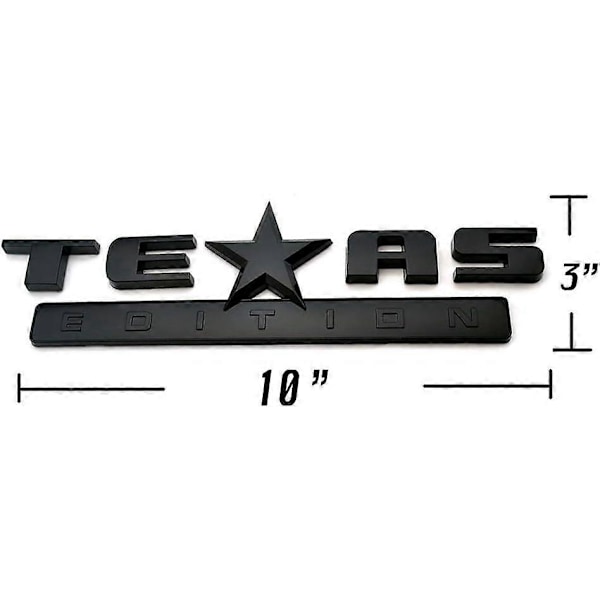 2 stk. Helt Sort 3D Texas Edition Emblem Kompatibel med Chevy S