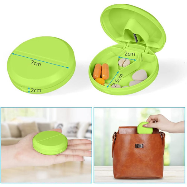 1 stk Tablet Cutter (Grøn), Pilledeler med Stål Skæreblade