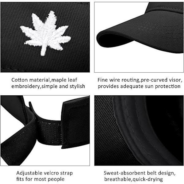 Solhatt for kvinner - Unisex Visir Caps, Lønnblad Brodert Justerbar