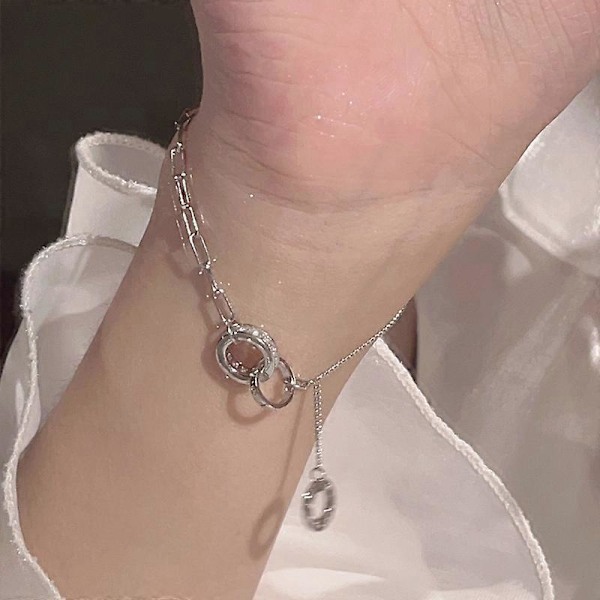 Sammenlåsende armbånd, S25 Sterling Sølv Ring Kvast Armbånd, High-End Armbånd