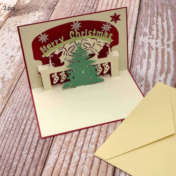 *2 3D Christmas Cards Appear Christmas Bells Christmas Tree Greeti*
