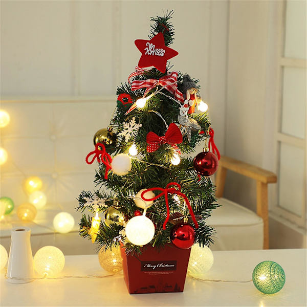 Farfi 1 Set Led Vackert Handgjort Mini Julgran Estetisk Elegant Pvc Julgransmodell För Hemmet12