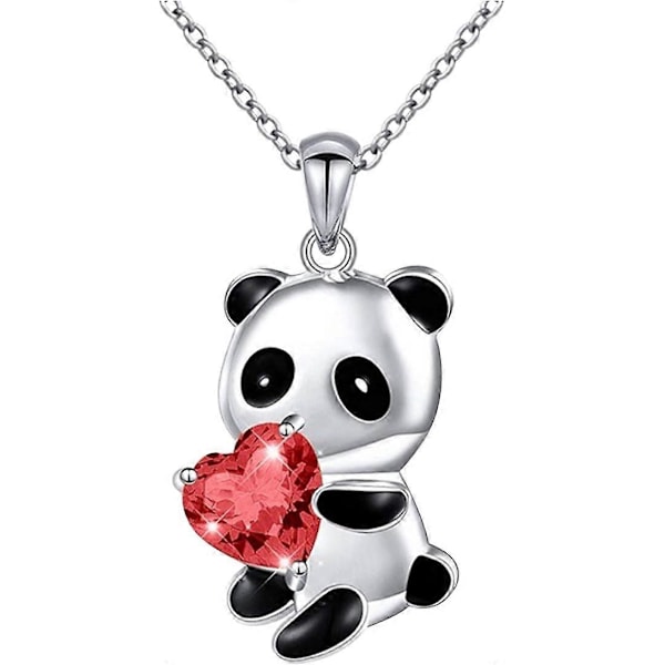 Panda Anheng, Panda Krystall Halskjede Holder Hjerteformet Krystall for Morsdagen