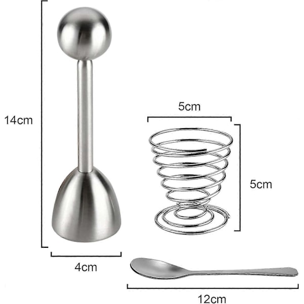 Eggeskallkutter med eggeglass og eggeskje, eggeskallåpner