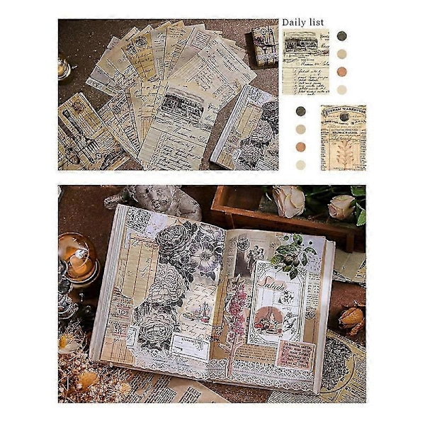 Retro Handbok Materialbok DIY Basmaterialpaket Retro Inspirationsserie Retro Handbok Dekorativt Bakgrundspapper, E