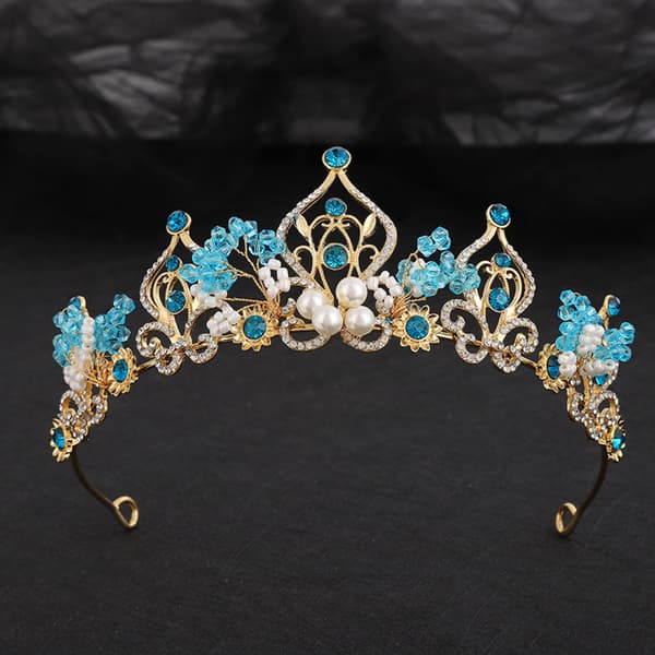 #Blå Krone Krystall Blomst Ornamenter#
