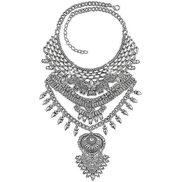 Damhalsband, Lång Fransig Tjock Boho Punk Halsband