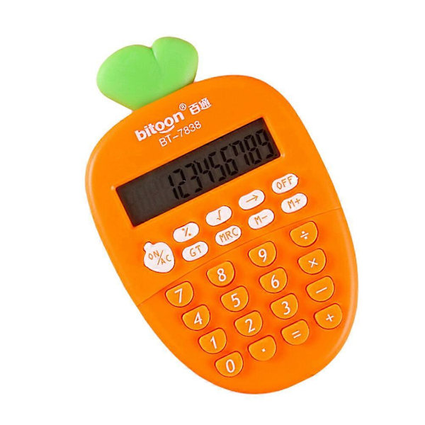 Gulerodsformet elektronisk lommeregner, bærbar 12-cifret lommeregner, kontorartikler til Deli finansielt kontor (Orange)