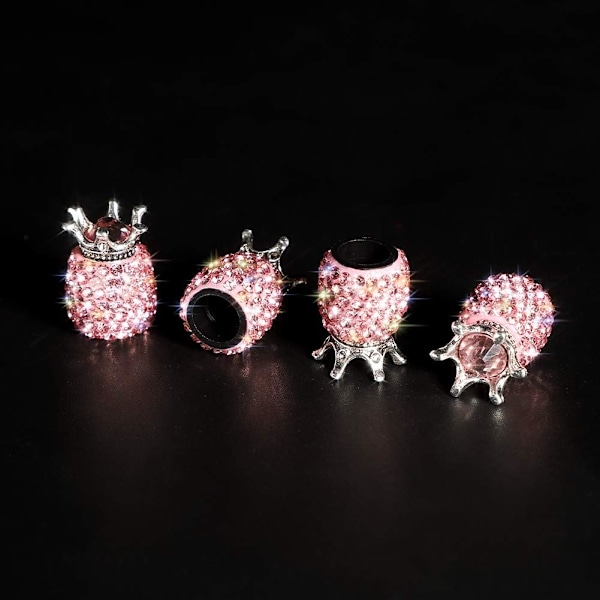 Ventilkapper (Pink Ananas) Ventil Dæksler Aluminium Krystal Dæk C