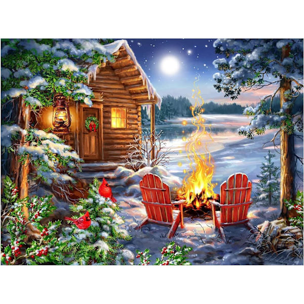#Timanttimaalaussetti 5D DIY, 16x12 tuumaa, Hirsimökki#