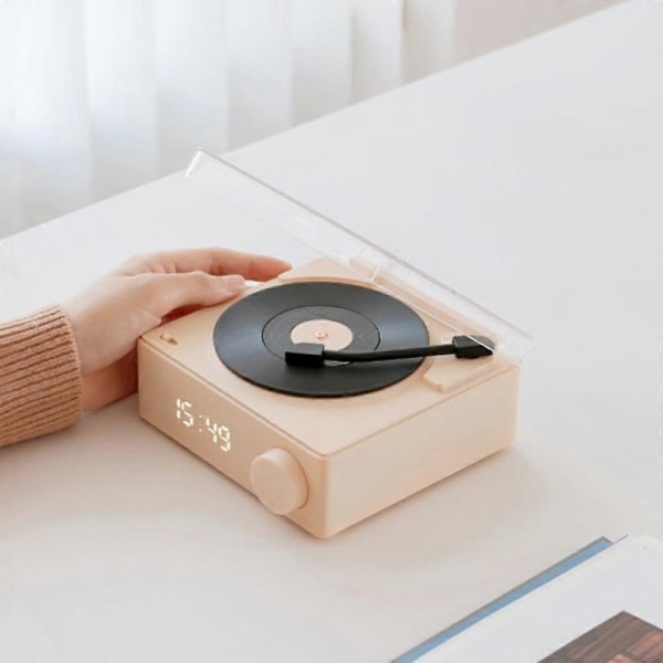 Retro Bluetooth højtaler Sort Lim Disc Vækkeur Stereo Højtaler