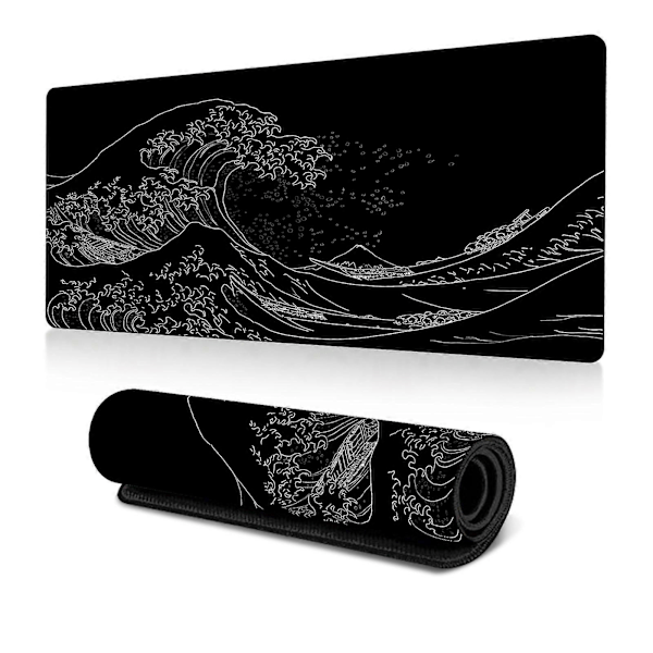 Japansk Havbølge Anime Gaming Stor Musemåtte Udvidet Kanagawa Måtte Skrivebordsunderlag 3mm Tyk Lang Skridsikker Gummibase 80x30cm