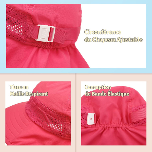 Rosa Röd (M) Baby Solhatt Flickpojke Halshatt Skydd Barn Hink