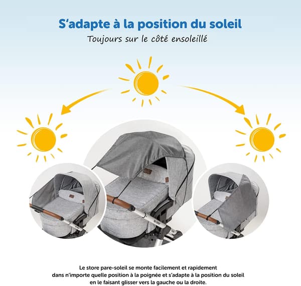Universal Barnevogns Solskærm - Heather Grå - Carrycot Solskærm
