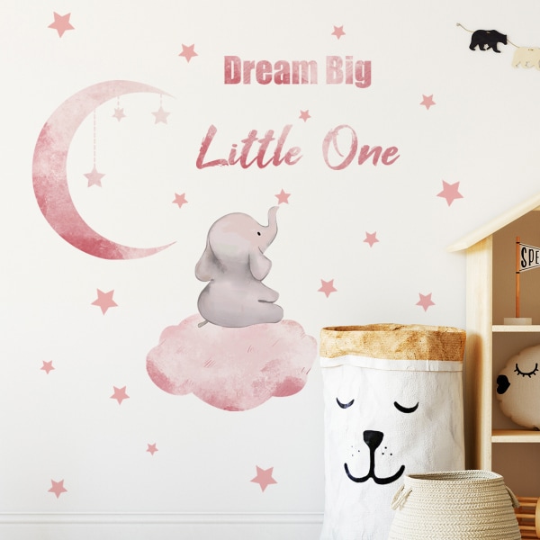 Elephant Wall Sticker Baby Room Wall Sticker Citater Moon Grey St