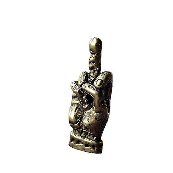 Mässing Långfinger Upp Figurin Mini Ornament Liten Skulptur Des