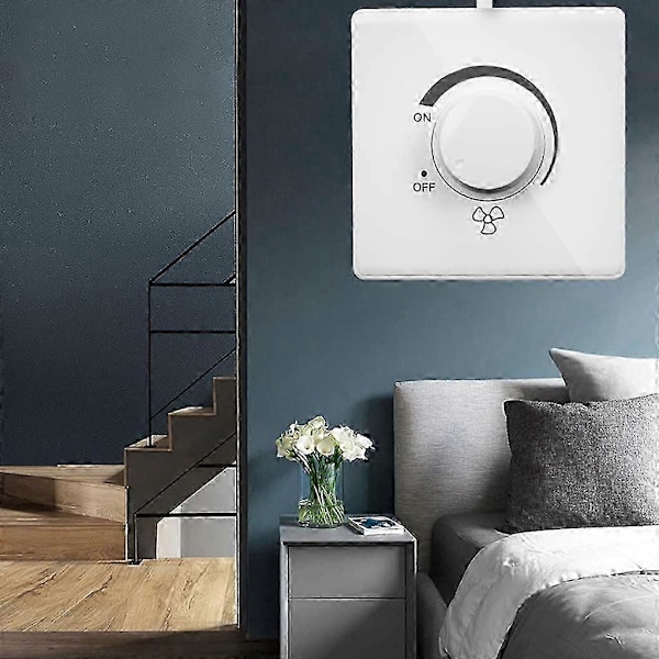 Takfläktkontroll - 220V 10A Väggströmbrytare för 15-300W Dimmer - Typ 86