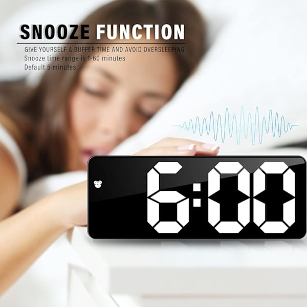 Digital vækkeur, 6,7 tommer LED digitalt ur hovedgavl alarm