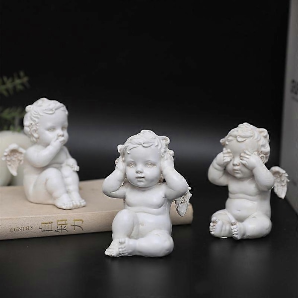 Sæt med 3 Keruber Engle Resin Have Statue Figur, Indendørs Udendørs