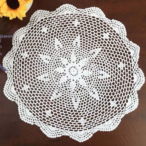 Cotton Handmade Lace Crochet Round Placemats Doily Doil