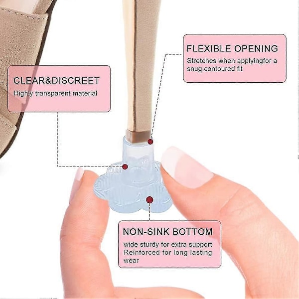 Hälskydd (4 par) 5mm Högklacksskydd Stilettosko Halkskydd Transparenta Högklacksskydd för Gräs Stiletto Hälskydd för F
