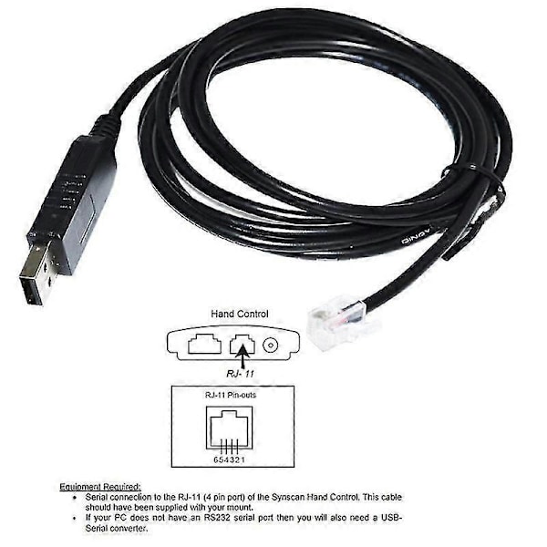 USB till Rj11 Rj12 6P4C Adapter Seriell Kontrollkabel EQMOD-kabel för - Mount PC Anslut för Hand Cont