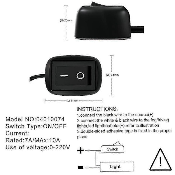 Bil DIY-brytare Vattendroppsform Knappbrytare Av/På DC 12V för dimljus DRL LED-ljusramp