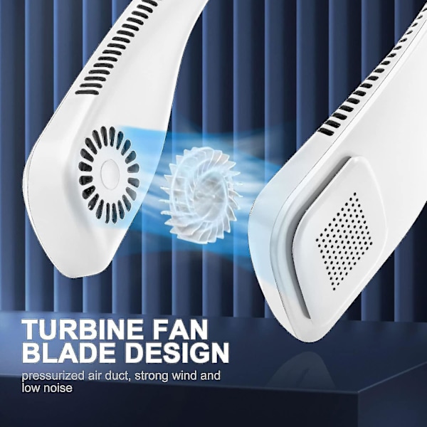 Bærbar halsventilator Mini halsventilator Komfortabel kølig luftstrøm 360, 3 hastigheder Stille stærk vind, USB genopladelig lille
