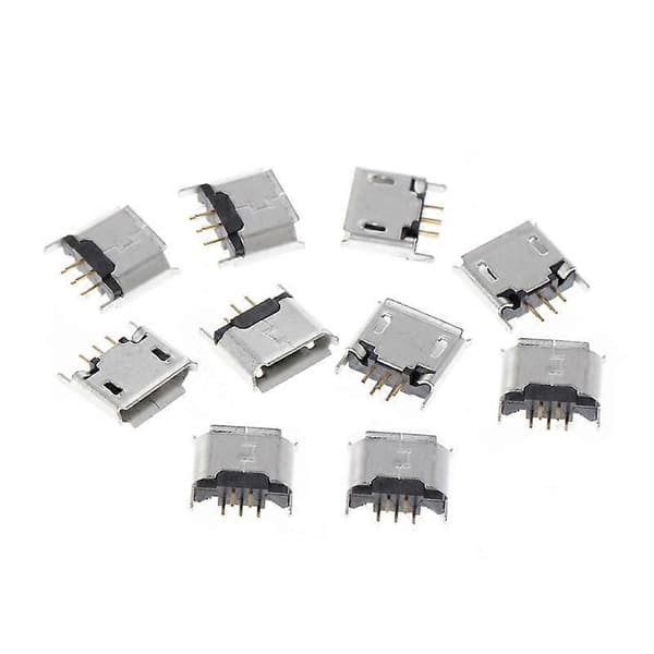 10 stk. Micro USB Type B hun-stik 180 grader 5-benet SMD SMT lodde jack