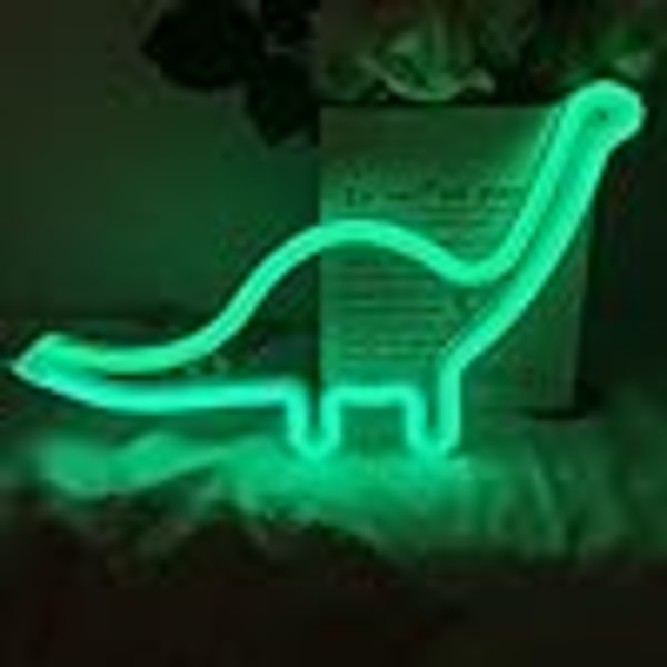 Grönt LED neonljus Dinosaurieformad dekorljusskylt, väggdekor