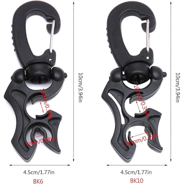 4 stk. Slangeholder Dykkeslangeholder Klips Dobbel BCD Dykkeslangeholder Plastklips Snap Hook Spenne for Snorkling Dykking
