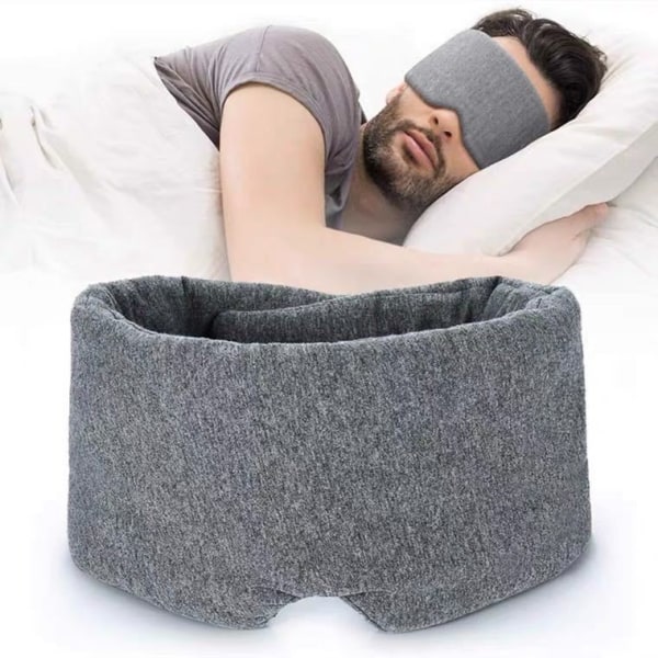 #Søvnmaske Håndlavet bomuldsblackout-søvnmaske Justerbar øjenbetræk til mænd Kvinder til rejselur Yoga One Size Grå#