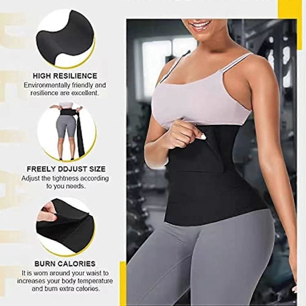 Svedbælte Abdominal Bælte Girdle Bælte Sports Fitness Girdle Dame Wrap Form Stram Yoga Slankebælte 1 stk - sort