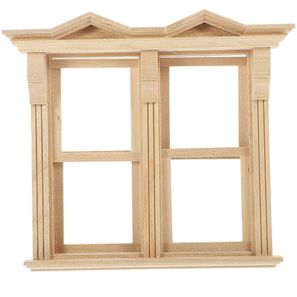 Dockskåpsfönster Rekvisita DIY Mini Hus Dekoration Mini Trä Blank Fönster Dockhus Tillbehör
