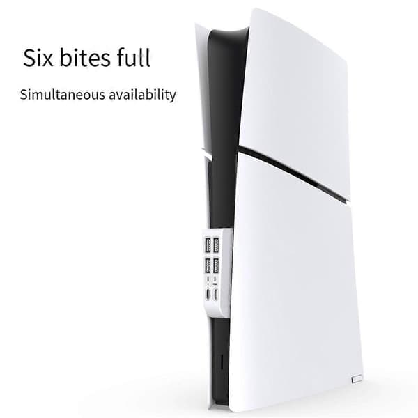 For Slim 6-I-1 USB 2.0 HUB Dataoverførsel Extender USB Multifunktionel Bærbar Splitter, Sort