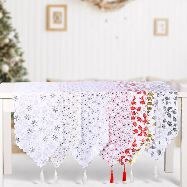 Julbordstablett 35x180cm Snöflinga Tryckt Tablett