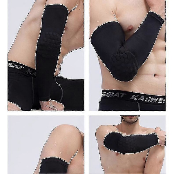 Par Fodbold Arm Sleeves Honeycomb Formet Kollisionsforebyggelse Pad Kompressions Sleeves Til Arme