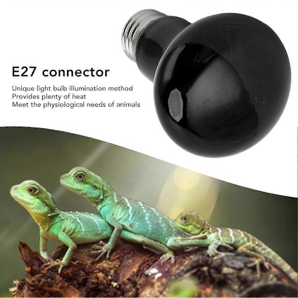 E27 Reptil Varme Lampe Pære Multifunktionelle Solplads Pærer til Reptil Slange 110?120V Sort 50W