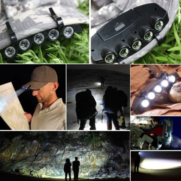 #LED Hodelykt / Hodelykt for Caps Svart#
