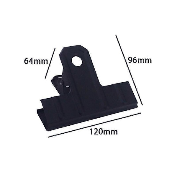 12 kpl kansioklipsiä, metalliset saranapuristimet 20 mm * 96 mm * 64 mm, bulldog-paperiliittimet valokuville, ruokakasseille, kotiin ja toimistoon (musta)
