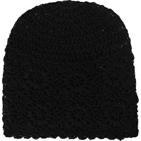 Dame Sommer Strikkede Hatte Håndlavet Hæklet Hat Slouch Beanie Hat Sort