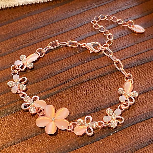 #Rosa blomsterarmband för kvinnor#
