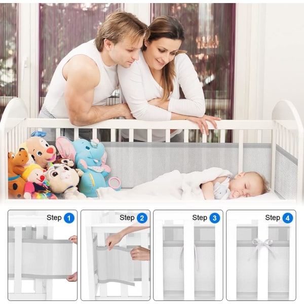 Baby Cabin Bumper, Crib Bumper, 3D Mesh-fôr, Safe for Crib Air